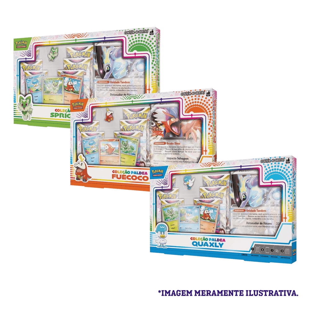 Box Pokémon Coleção Paldea Fuecoco com Broche e Carta Gigante Koraidon EX  Copag